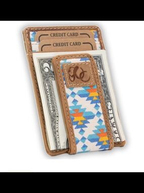 Compact Blue Patterned Card & Cash Wallet